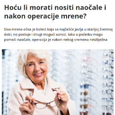 Hoću li morat nosit naočale i nakon operacije mrene? (Adiva)
