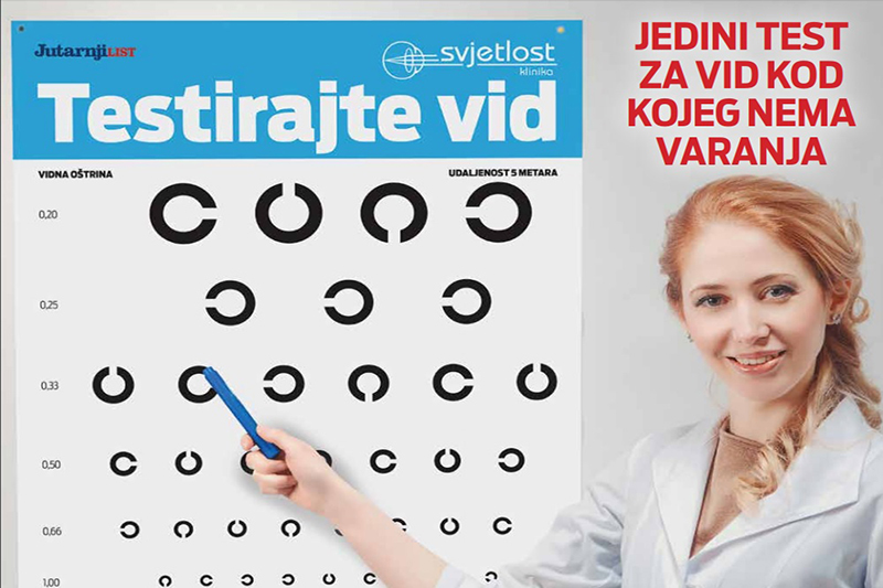 Klinika Svjetlost u Jutarnjem listu daruje test vidne oštrine!
